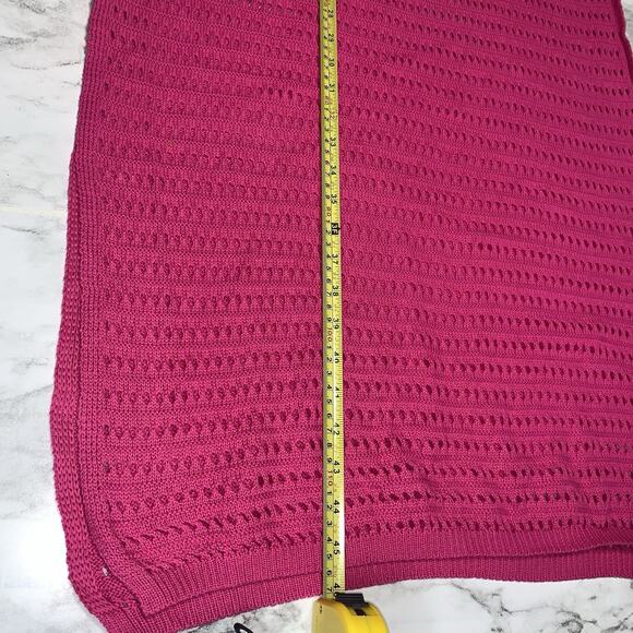 Crochet Knit Long Spaghetti Straps Fuchsia Pink Bathing Suit Coverup Size L/XL - Picture 13 of 15